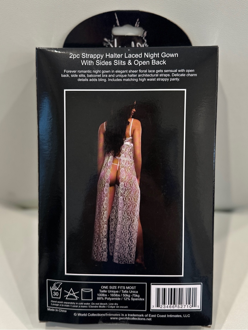 G World White Lace 2pc Strappy Halter Night Gown Set - Picture 3 of 3